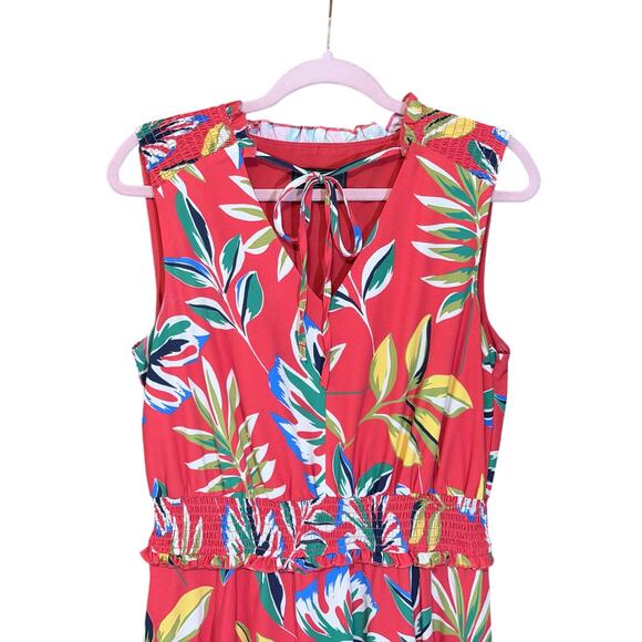 Sam Edelman Tropical Floral Sleeveless Dress Red Multicolor 10 resort vacation - Picture 7 of 8